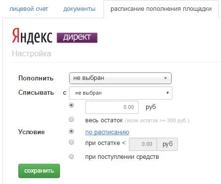 Расписание пополнения площадок Расписание пополнения площадок