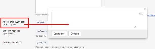 Минус-слова для группы Минус-слова для группы